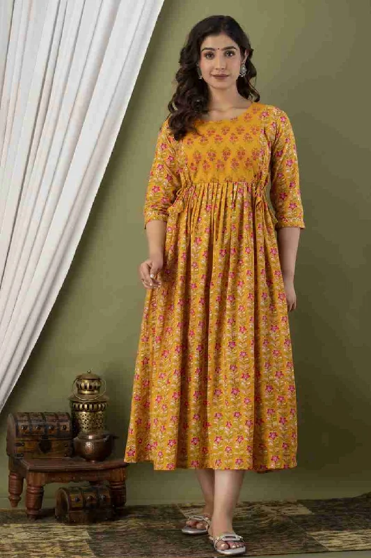 Maternity dress for a baby's first visit to the forest Manjal  Maternity Feeding kurta