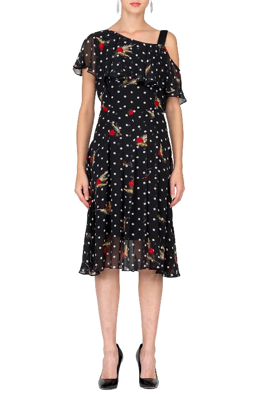 Everyday Dress with Gathering on the Skirt for a Voluminous Look SCANDINAVIA-One Shoulder Ruffle Accent Dress Everyday Dress with Gathering on the Skirt for a Voluminous Look SCANDINAVIA-One Shoulder Ruffle Accent Dress