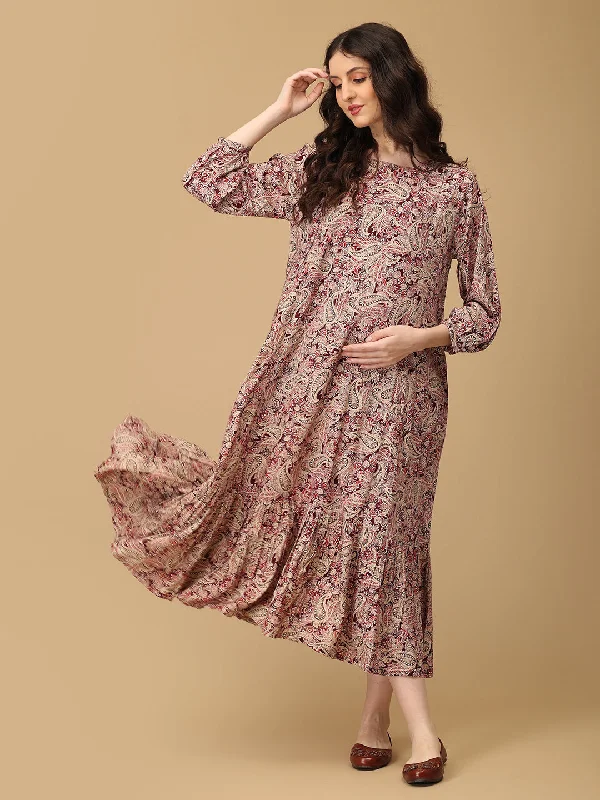 Maternity dress for a baby's first haircut Paisley Allure Maternity and Nursing Dress