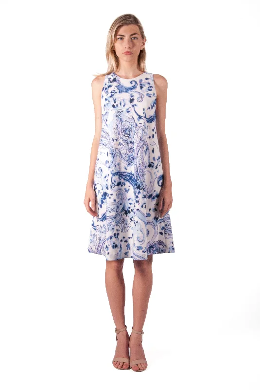 Comfortable Everyday Dress for Plus - size Women​ RALPH LAUREN-PAISLEY SHIFT DRESS