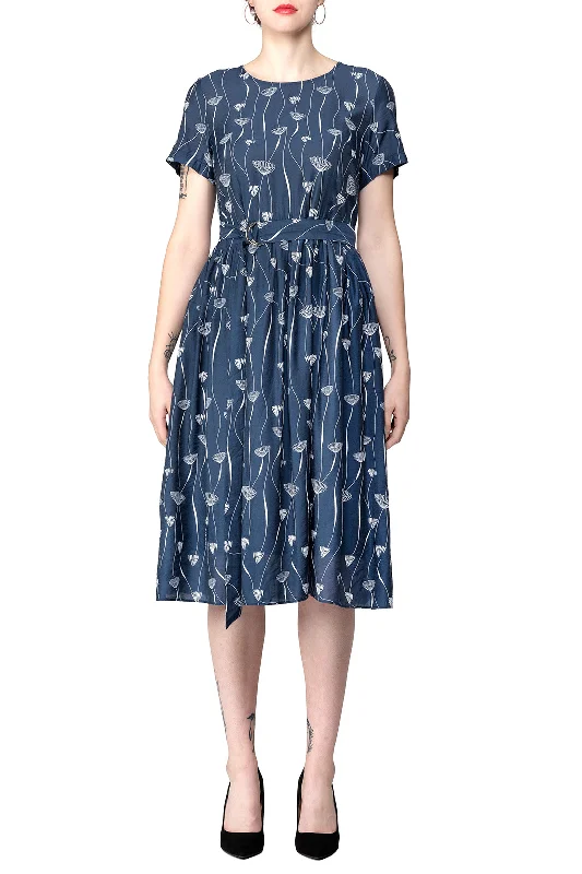  TWO PEARS-Short Sleeve Waist Belt Shift Dress