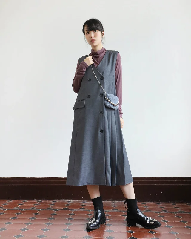  Side Pleated Dress/ Outer (2 color)