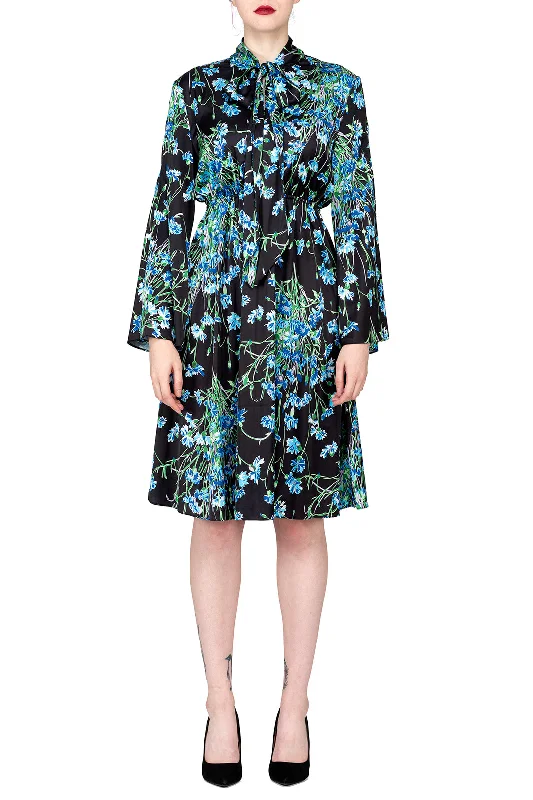  SCANDINAVIA-Tie Neck Fit and Flare Dress