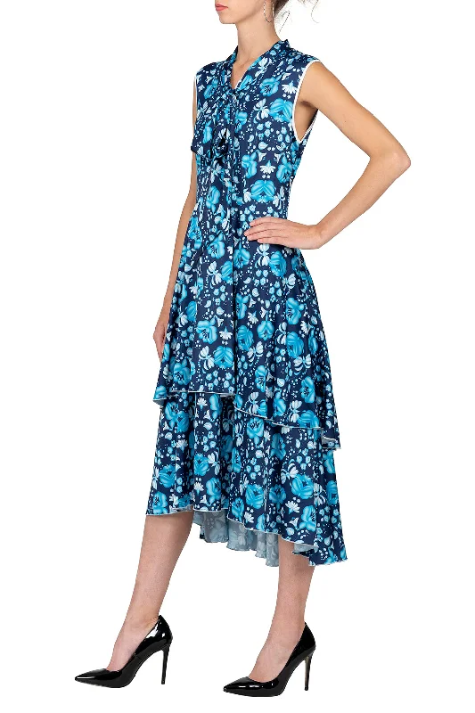  SCANDINAVIA-Tie Neck Floral Shift Dress