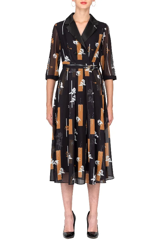 Everyday Dress with Pleated Bodice for a Structured Look SCANDINAVIA-Turned Over Collar Shift Dress Everyday Dress with Pleated Bodice for a Structured Look SCANDINAVIA-Turned Over Collar Shift Dress