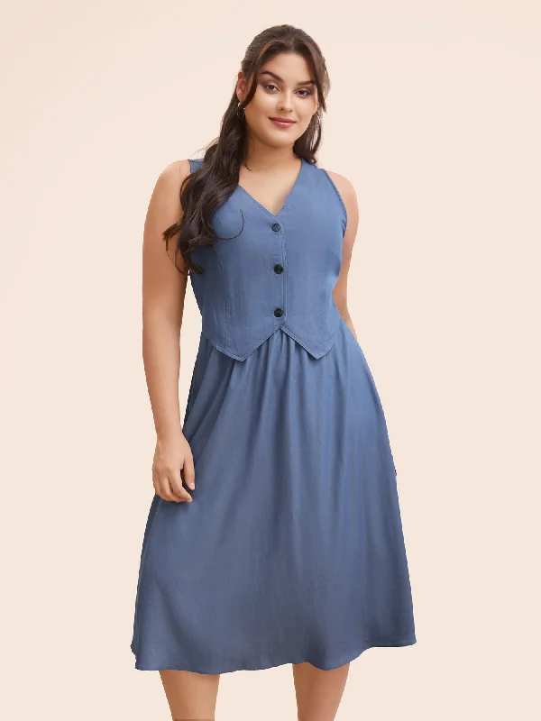 Everyday Dress with Tie - dye Print for a Retro Look​ V Neck 2 In 1 Bodycon Dress