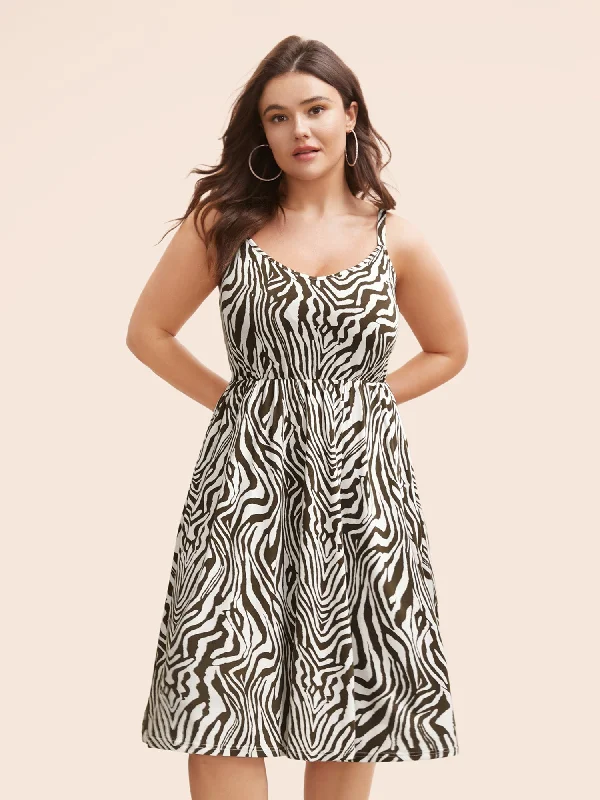  Zebra Print Midi Cami Dress